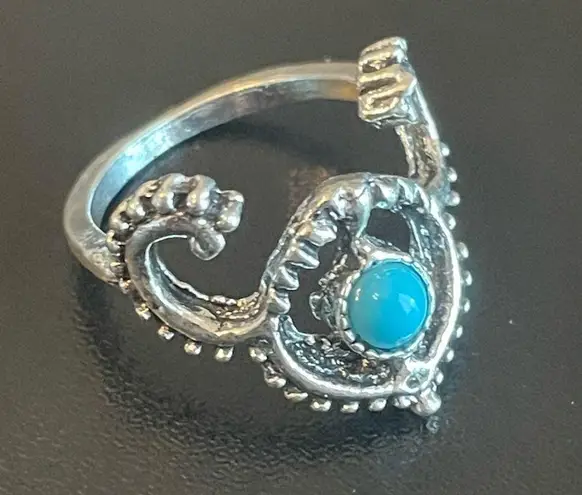 Turquoise stone ram ring size 5