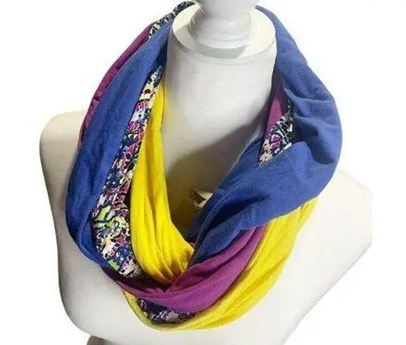Costa Rica Handmade Multicolor Floral Infinity Scarf Colorful Y2K Purple