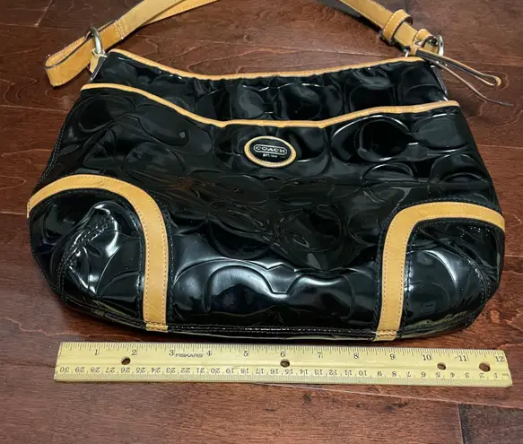 Coach Peyton F20022 Patent Leather Black Embossed Purse Adjustable Strap - Image 14
