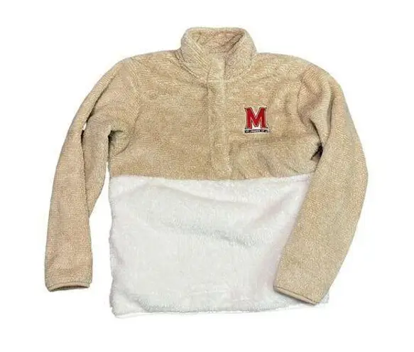 Boxercraft Tan/Cream Maryland Terrapins Fuzzy Fleece Camel Half-Snap Pullover M