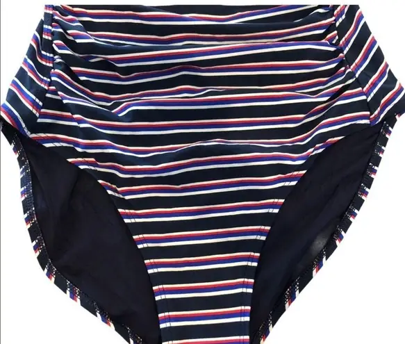 NIP Tuck Bond Eye Tummy Tuck Slimming Swimsuit Size 6 Multi Fit Cup Striped Blue