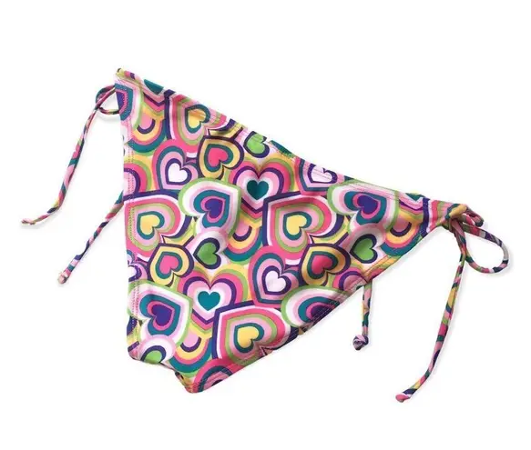 🔃Neon Heart Print Side Tie Bikini Swimsuit Bottom Pink