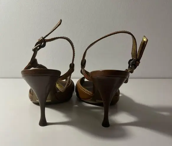 Dolce & Gabbana D&G Two Toned Leather Slingback Sandals Heels Pumps