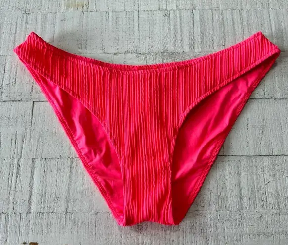 Becca Textured Ribbed Bikini Bottoms NWT size Large Hot Pink Swimsuit