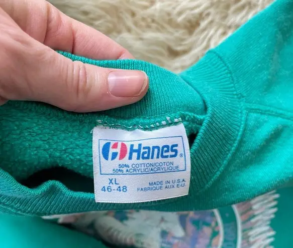 Vintage 1990 Kentucky Derby Sweatshirt Pegasus Design Puff Paint Teal Sweatshirt Green Size M