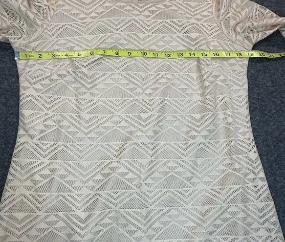 Jody California Dress Womens Large Beige Lace Overlay Midi Fringe Hem USA Made