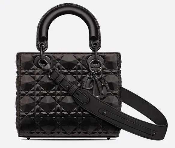 Christian Dior Dior My ABCDior Lady Dior Bag Diamond Motif Cannage Calfskin Small - Black