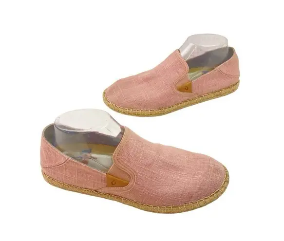 *Olukai Pink Kaula Pa'a Kapa Espadrilles Shoes Womens Size 8 Fold Heel Slip On