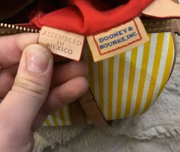 Dooney & Bourke  Yellow and White Striped Barrel Bag