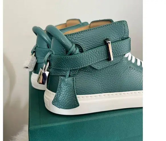 BUSCEMI Mid Sneaker, Women’s Italian Leather Hightop , Size 38 (Euro) Petrol NWT Green