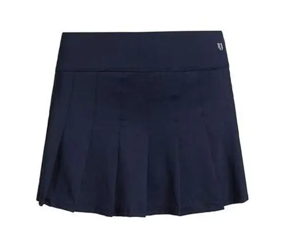Eleven Women`s Flutter pleated 13 Inch Tennis Skort LARGE Admiral Navy UPF Blue