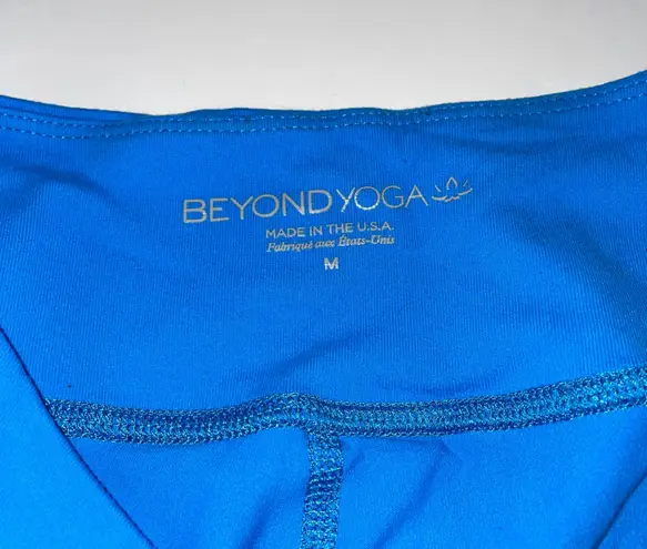 Beyond Yoga Down the Line Ruched Leg Bright Blue Leggings Size Medium