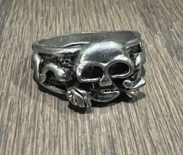 Unique Gothic Skull Snake Flower Alloy Metal Ring Statement Piece Silver