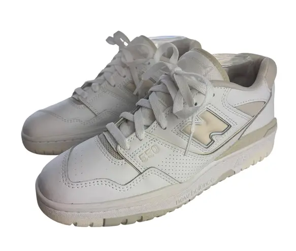New Balance  550 Silver Burch White & Tan Trendy Sneaker Lace Up Women’s Size 9