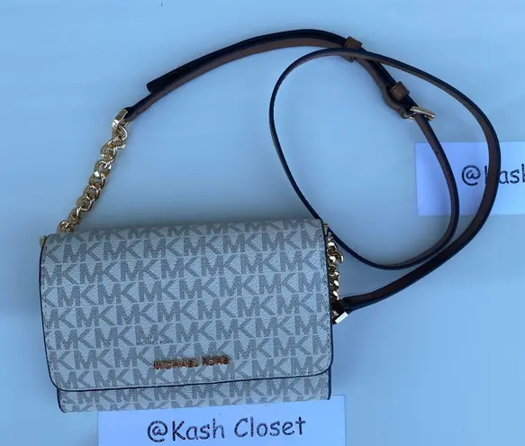 Michael Kors MK JST MD Phone Crossbody & Clutch Vanilla