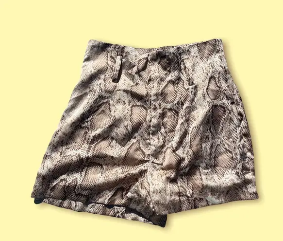 Snakeskin Print Shorts Brown