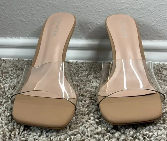 Top Moda clear and nude heels
