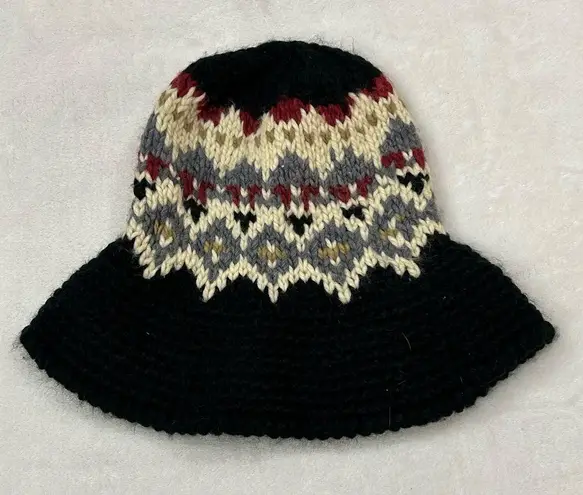 Crochet Knitted Casual Fisherman Jacquard Black Outdoor Bucket Hat Cap Women’s