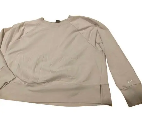 Nike  Embossed Oversized XL Cropped Beige Crewneck Sweatshirt