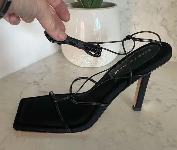 Good American New in Box Good‎ American Black Caged Square Toe Strappy Neoprene
Heels Sz 10