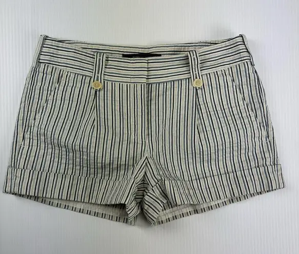 BCBG Maxazria Blue Striped Low Rise Shorts Size 0 Pleated Front Cuffed