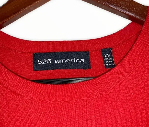 525 America Fringe Ruffle Bell Quarter Sleeve Red Knit Pullover Blouse Top