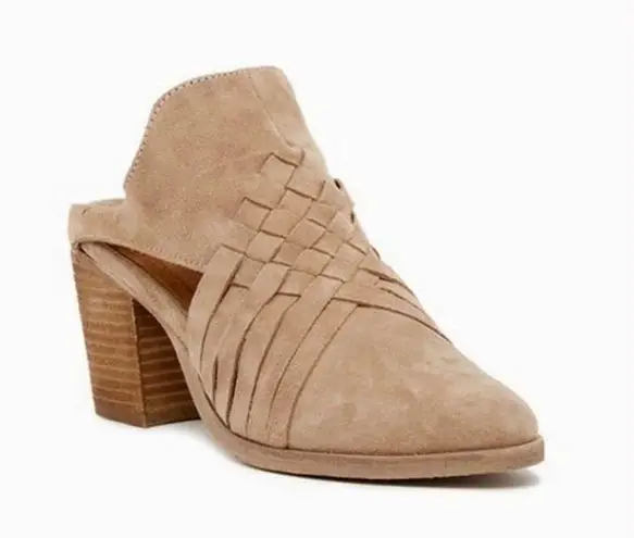 REBELS Sand Suede Cutout Block Heel Mule Booties Size 6.5