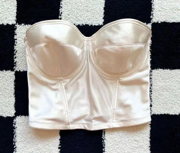Vintage White Satin Bustier Corset Top 36C Size undefined