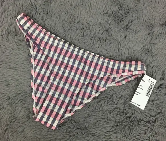 Topshop Pink White Grey Checkered Gingham Ruffle Hip Bikini Bottoms NEW