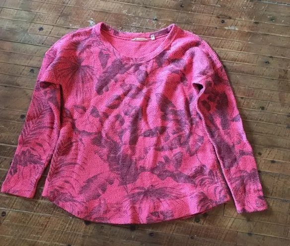 Soft Surroundings floral oversized long sleeve pink top