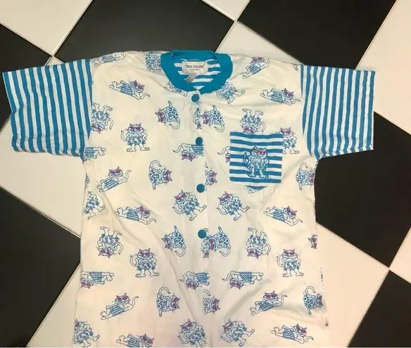 Vintage True Colors Sleepwear AOP All Over Pattern Cat Romper Pajamas size M Multiple Size M