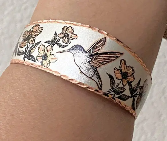 Hummingbird Handmade Artisan Copper Open Cuff Bangle Bracelet