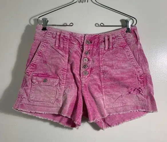 Pilcro , Pink, Corduroy, Women's, multi pocket, raw hem cut off Shorts. 29