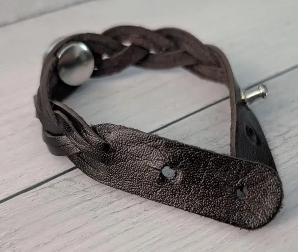 Braided Brown Snap Bracelet