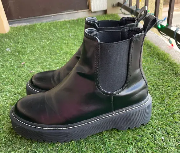 SheIn Black Chelsea Leather Boots