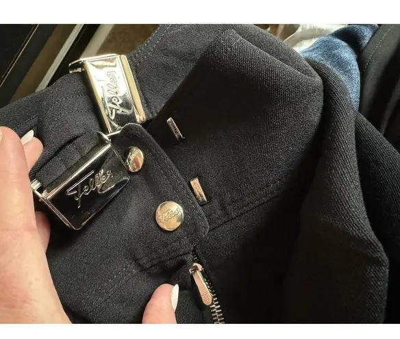 Vintage Feller Hosen Austrian Black Ski bib with suspenders and stirrups size 8