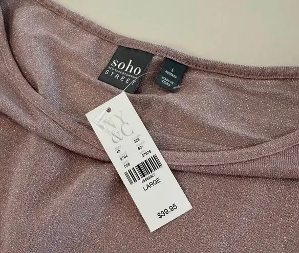 SOHO Street NWT New York & Company Crop Top Women's Large Pink Glittery/Shimmery