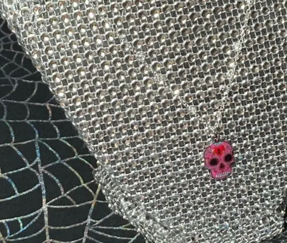 Pink Halloween Day of the Dead Sugar Skull Necklace Kawaii Lolita Pastel Goth