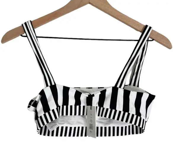 ONIA Women's Zoe Bikini Swim Top in Black and White Stripes Size Medium NWT