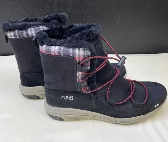 Ryka Alyssa Women's Black Fabric/Fur Ankle Boots / Shoes Size 10W SKU 5813
