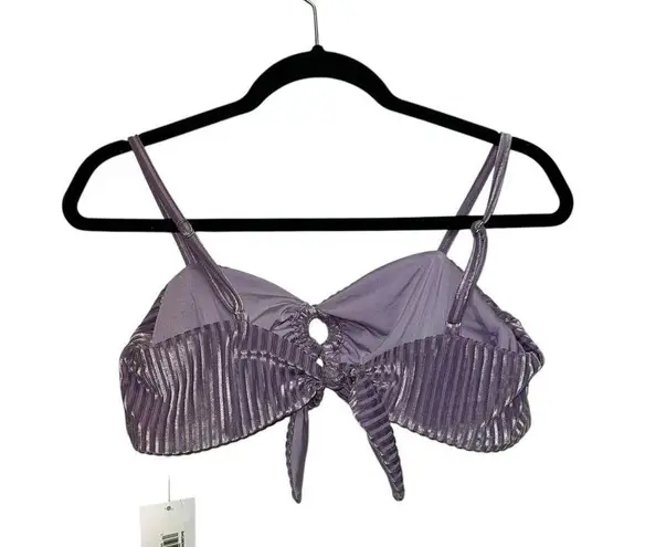 NWT Dippin Daisys Purple Ribbed Velour Corsica Bikini Top Size L