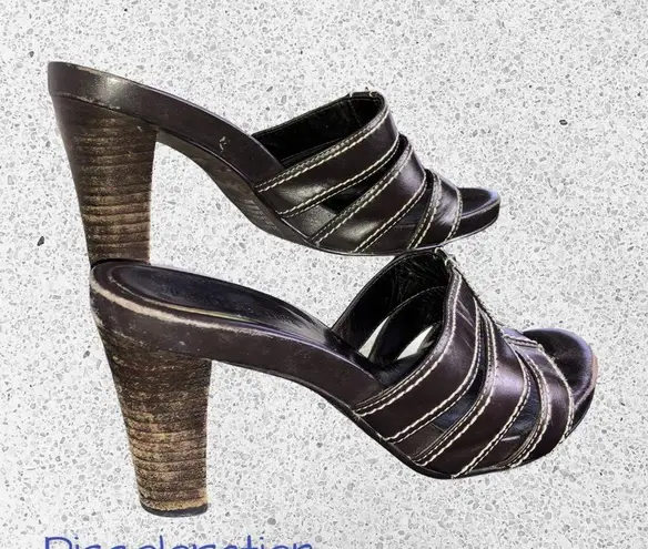 Franco Fortini Brown Laurie Strappy Block Heel Sandals