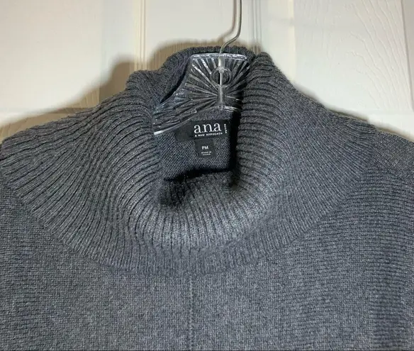 a.n.a  Grey Knit Fold-over Neck Long Sleeve Sweater PM