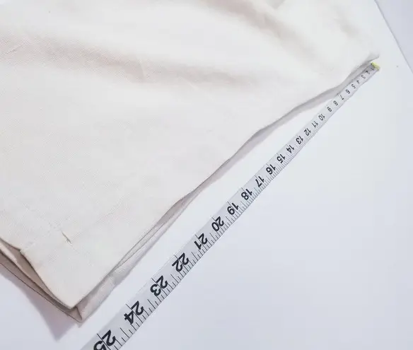 Raquel Allegra Linen Blend White Pleated Crop Pants Pull On High Rise Size 2