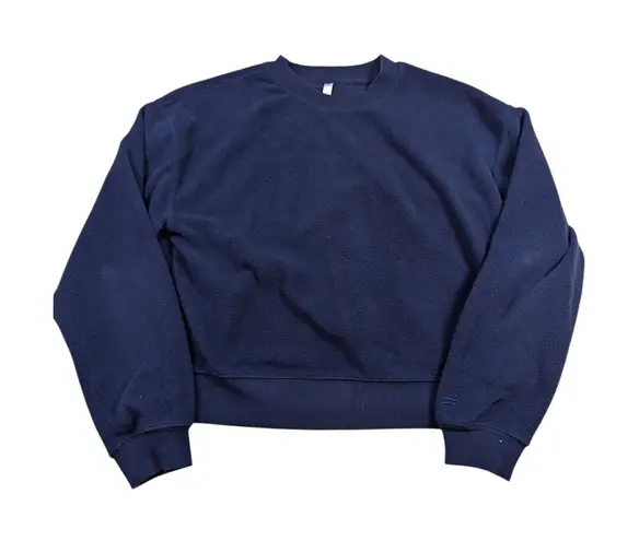 Fabletics Navy Blue Cropped Fleece Pullover Sweatshirt – Women's M Size M