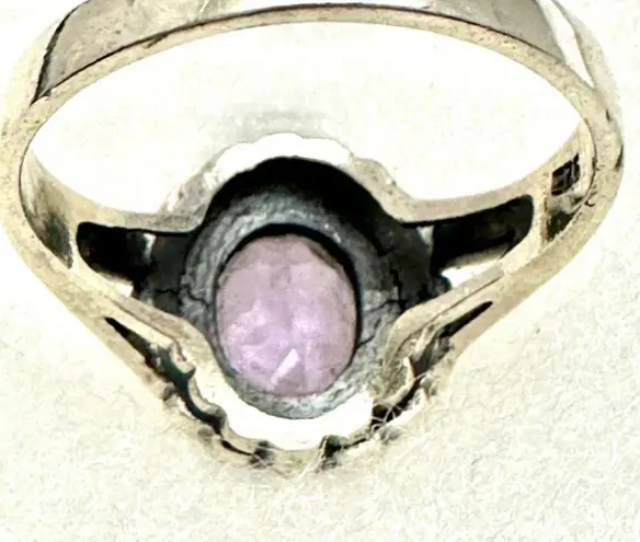 Art Deco Sterling Silver Amethyst Marcasite Ring Size 10.5