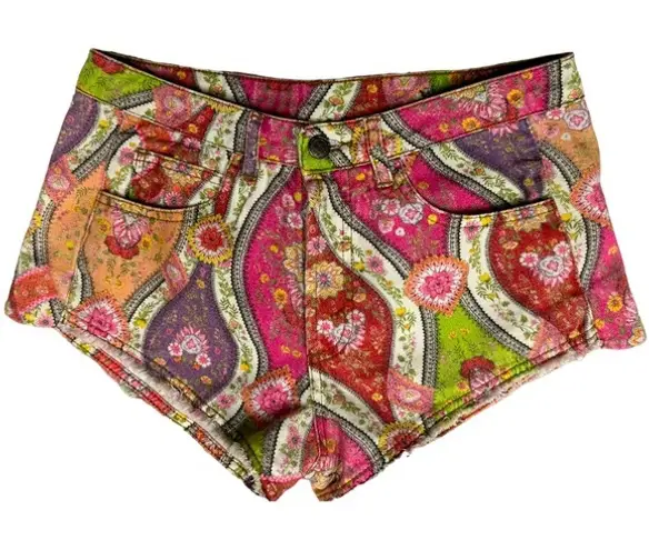 Farm Rio Anthropologie Vintage Denim Floral Button-Up Shorts EU Sz 38 US Size S