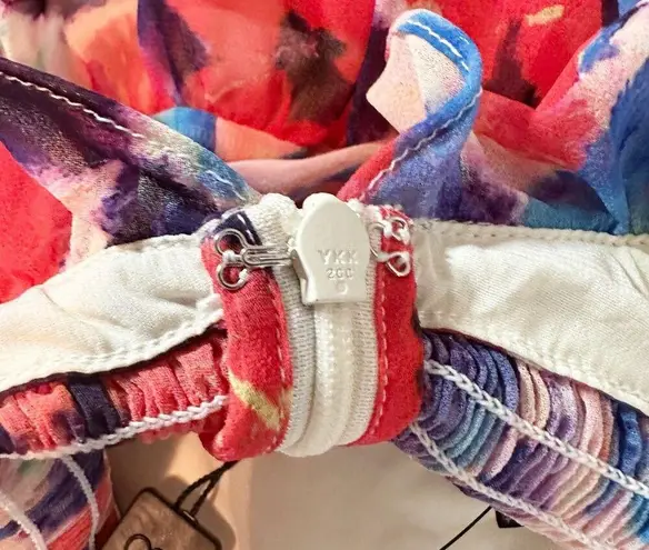 PATBO Violet Floral Flutter Halter Style Maxi Dress Size US 8 Cherry