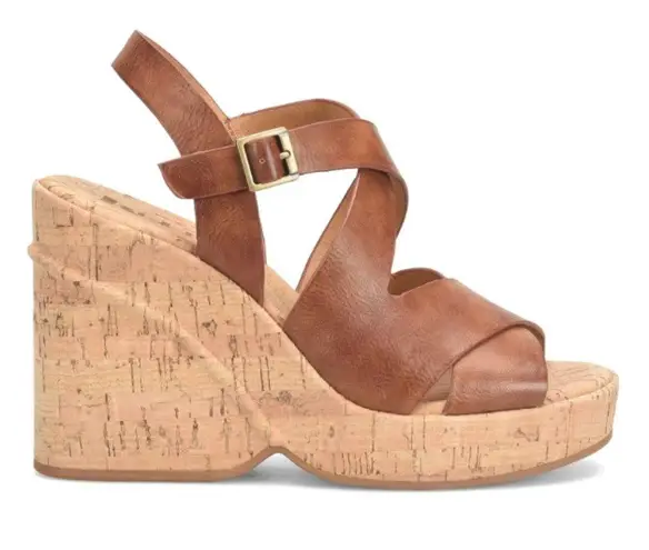 Kork-Ease NEW KORKS Brigitte Wedge Platform (Women) 10M, DARK TAN