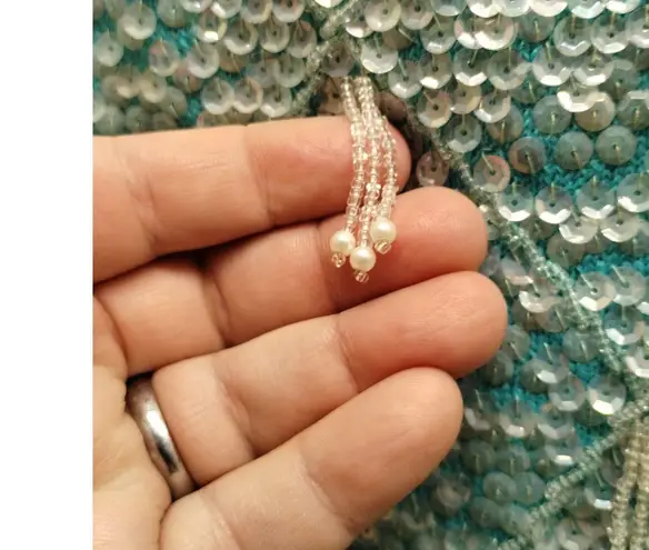 Vintage 60s Womens Size Small Blue Sequin Beaded Sleeveless Wool Theater Costume